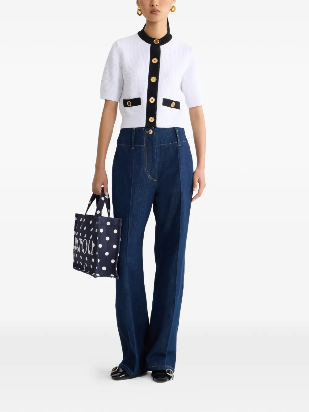  Patou Collarless Textured Top - White 