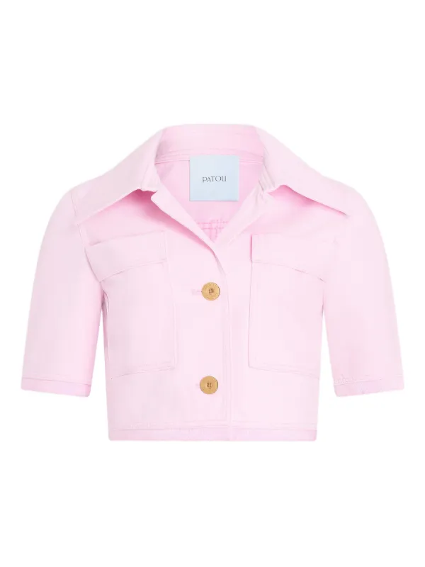 Patou Short-sleeves Buttoned Jacket in Pink