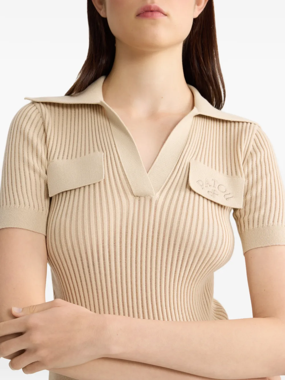 Patou Poloshirt met geborduurd logo Beige