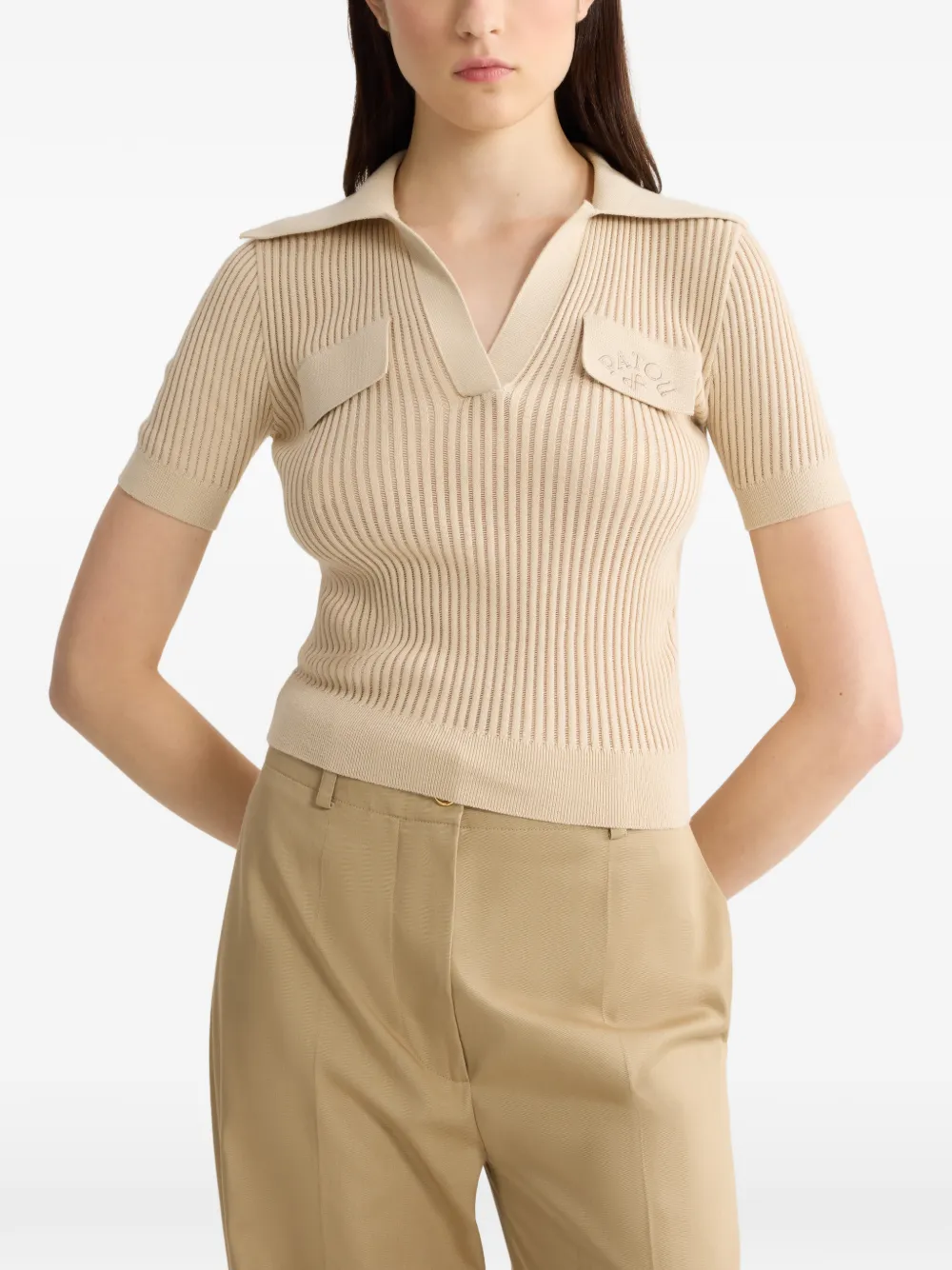 Patou Poloshirt met geborduurd logo Beige