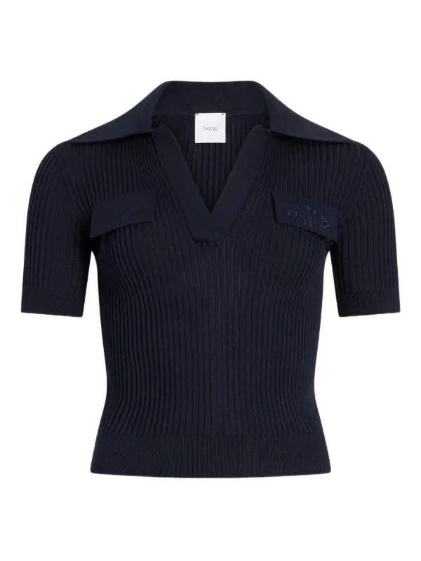 Patou Logo-embroidered Top in Blue