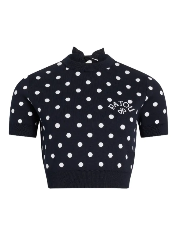 Patou Polka-dot Knitted T-shirt in Black