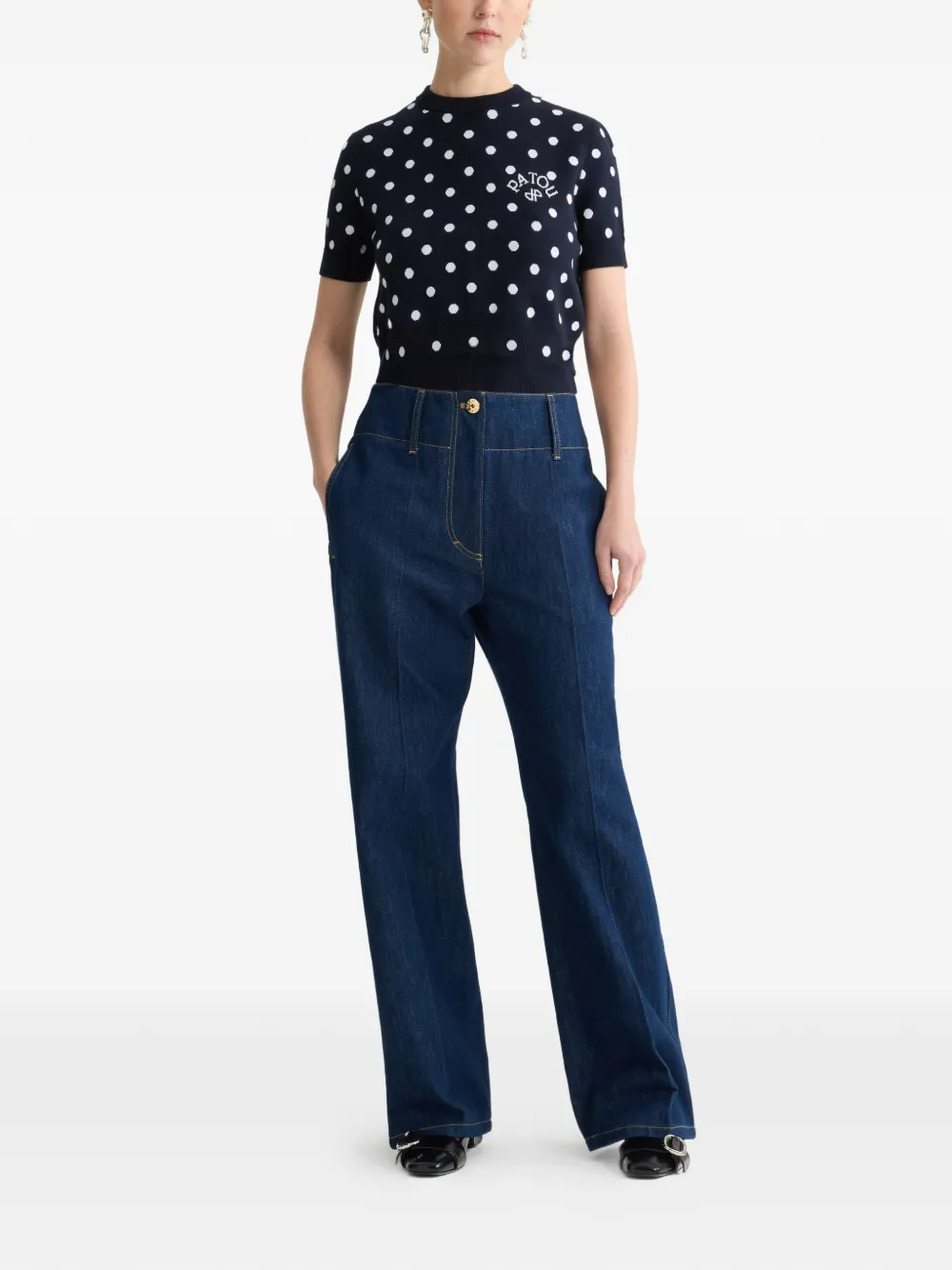 Patou Gebreid T-shirt Zwart