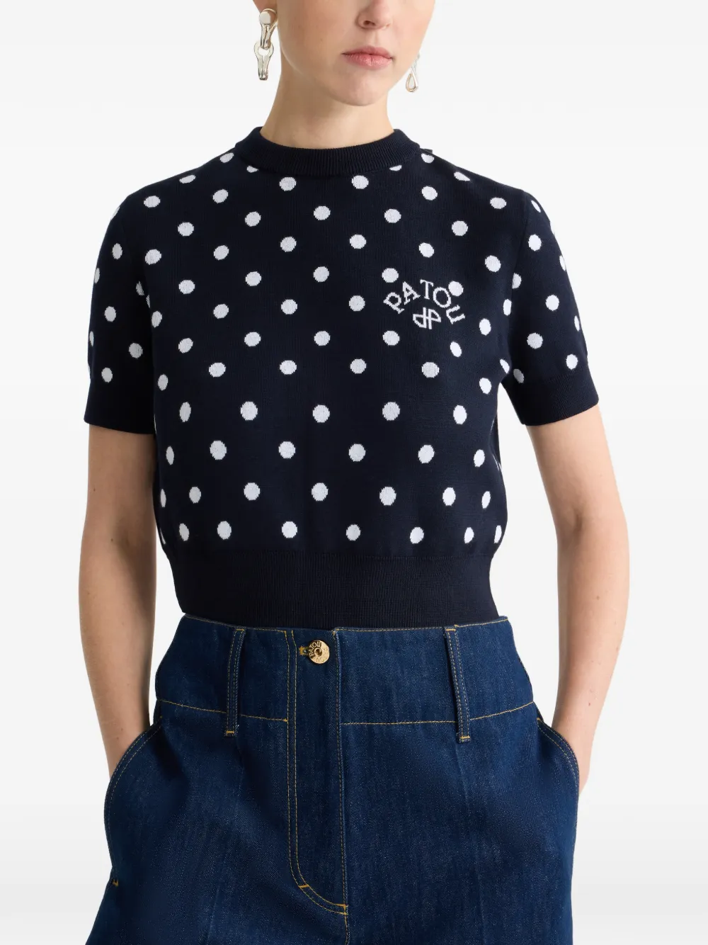 Patou Gebreid T-shirt Zwart