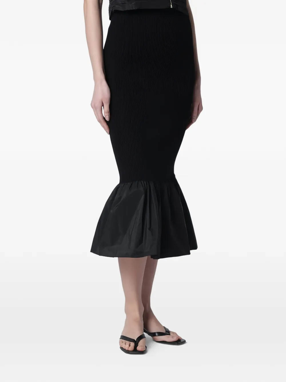  Patou Knitted Maxi Fitted Skirt - Black 