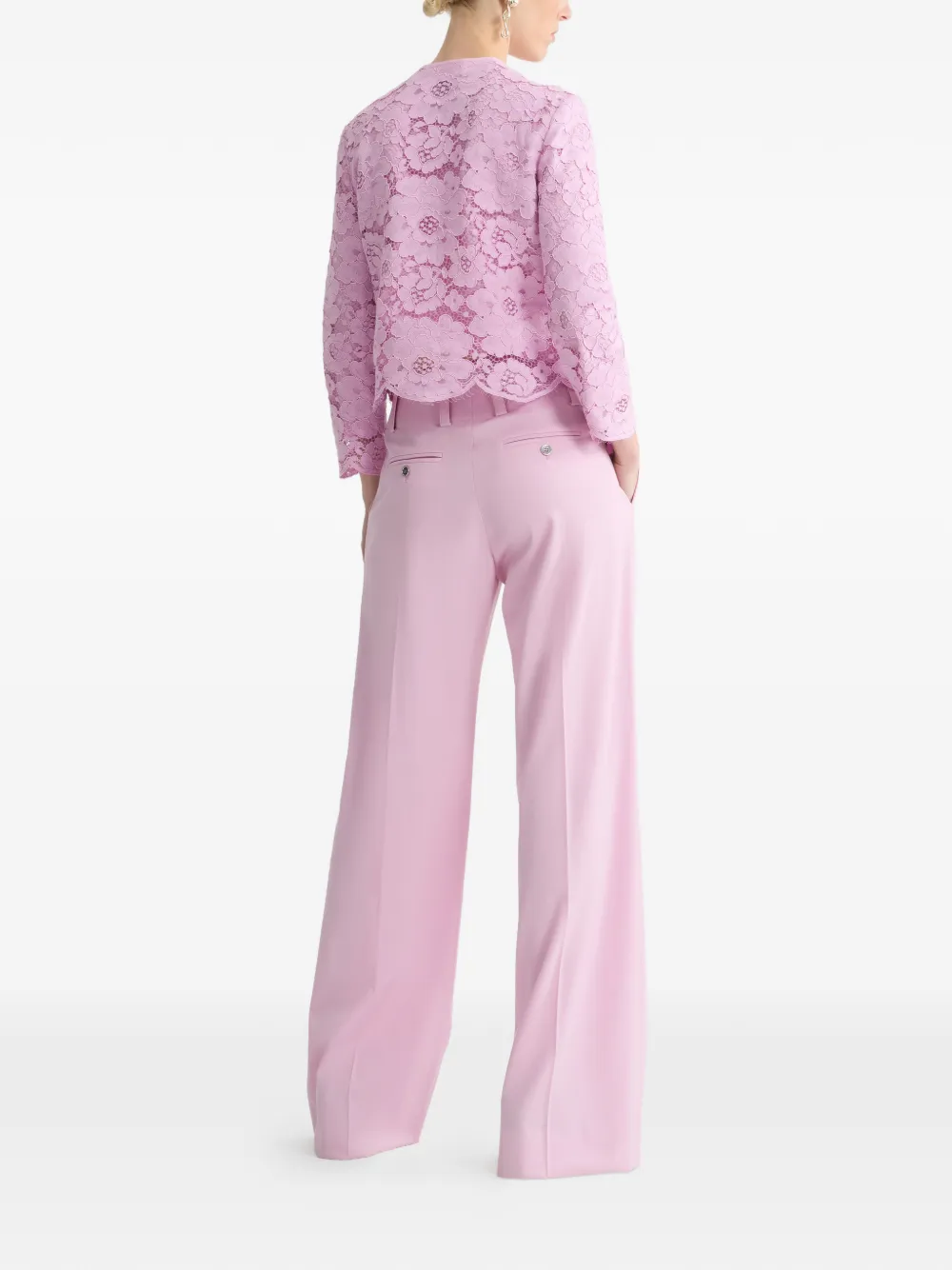  Patou Lace Collarless Jacket - Pink 
