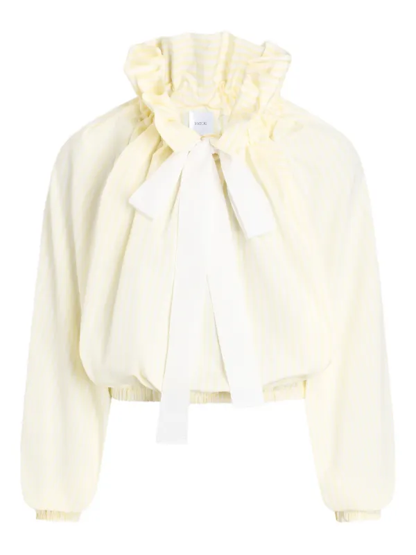 Patou Ruffled Striped Top in Yellow