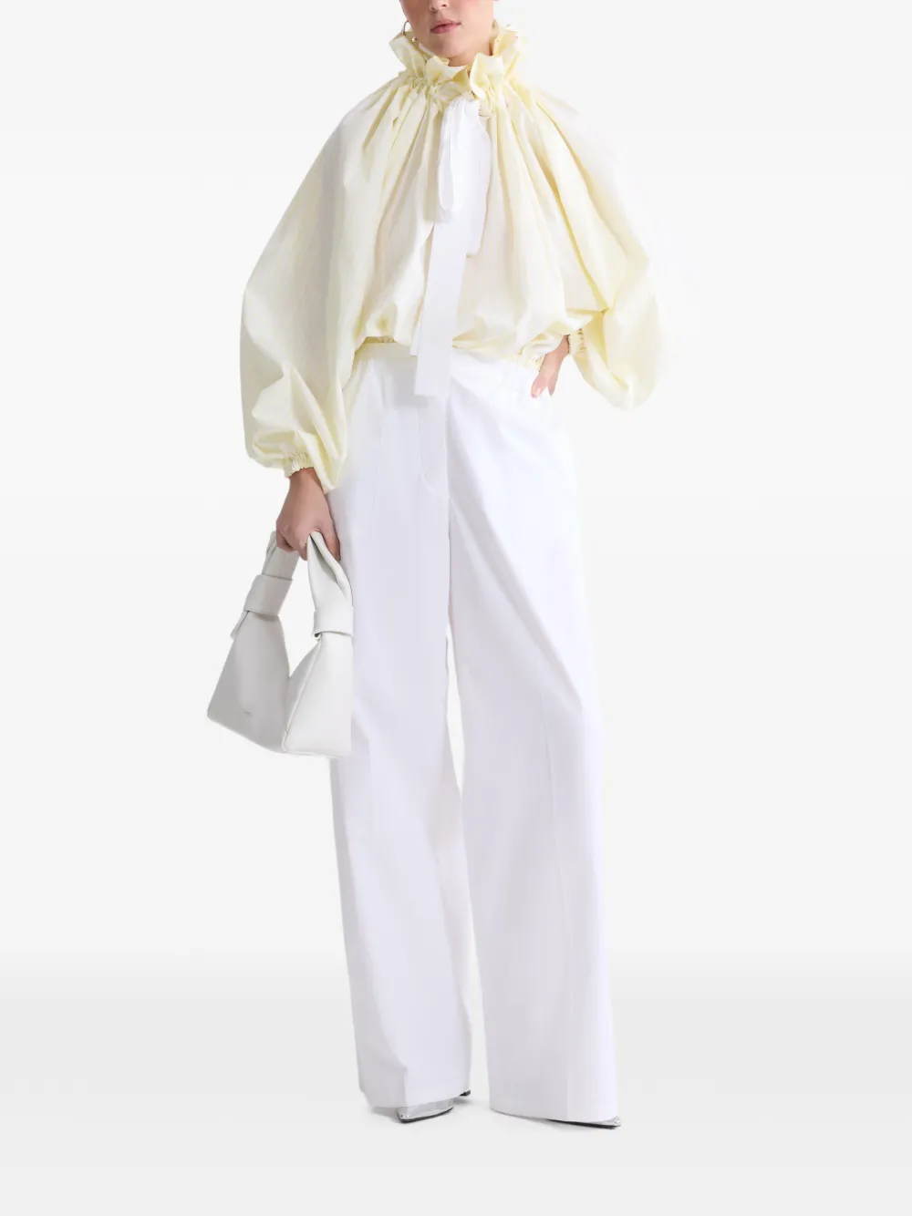 Patou Ruffled Striped Top - Yellow 