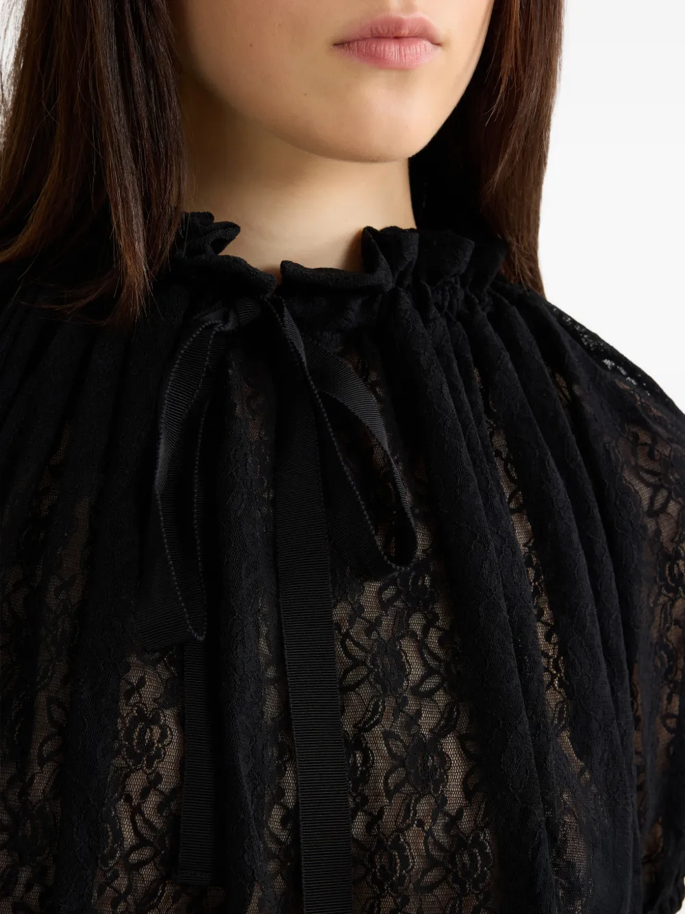 Patou Blouse met kant Zwart