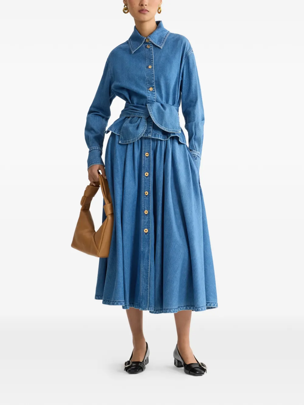 Patou A-lijn maxi-rok met knopen Blauw