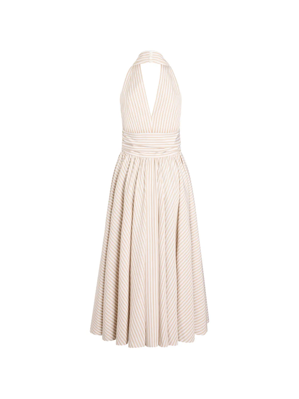 Patou Geknoopte midi-jurk met halternek Beige