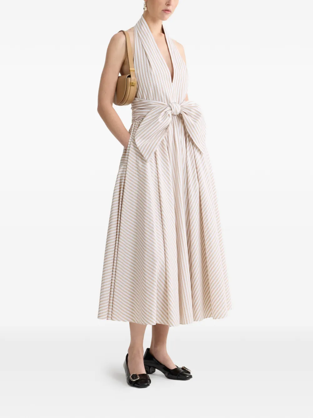  Patou Halterneck Knot Midi Dress - Neutrals 