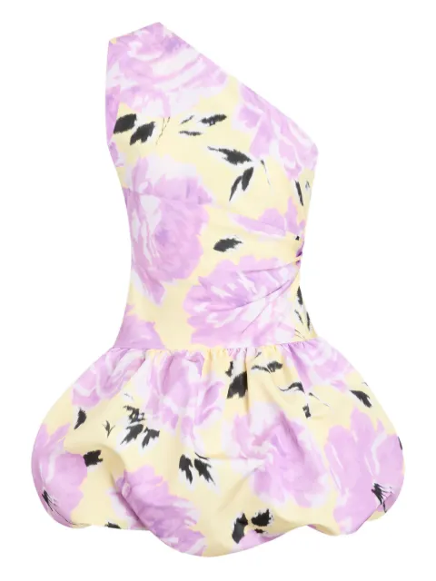 Patou vestido corto con hombro descubierto y motivo floral