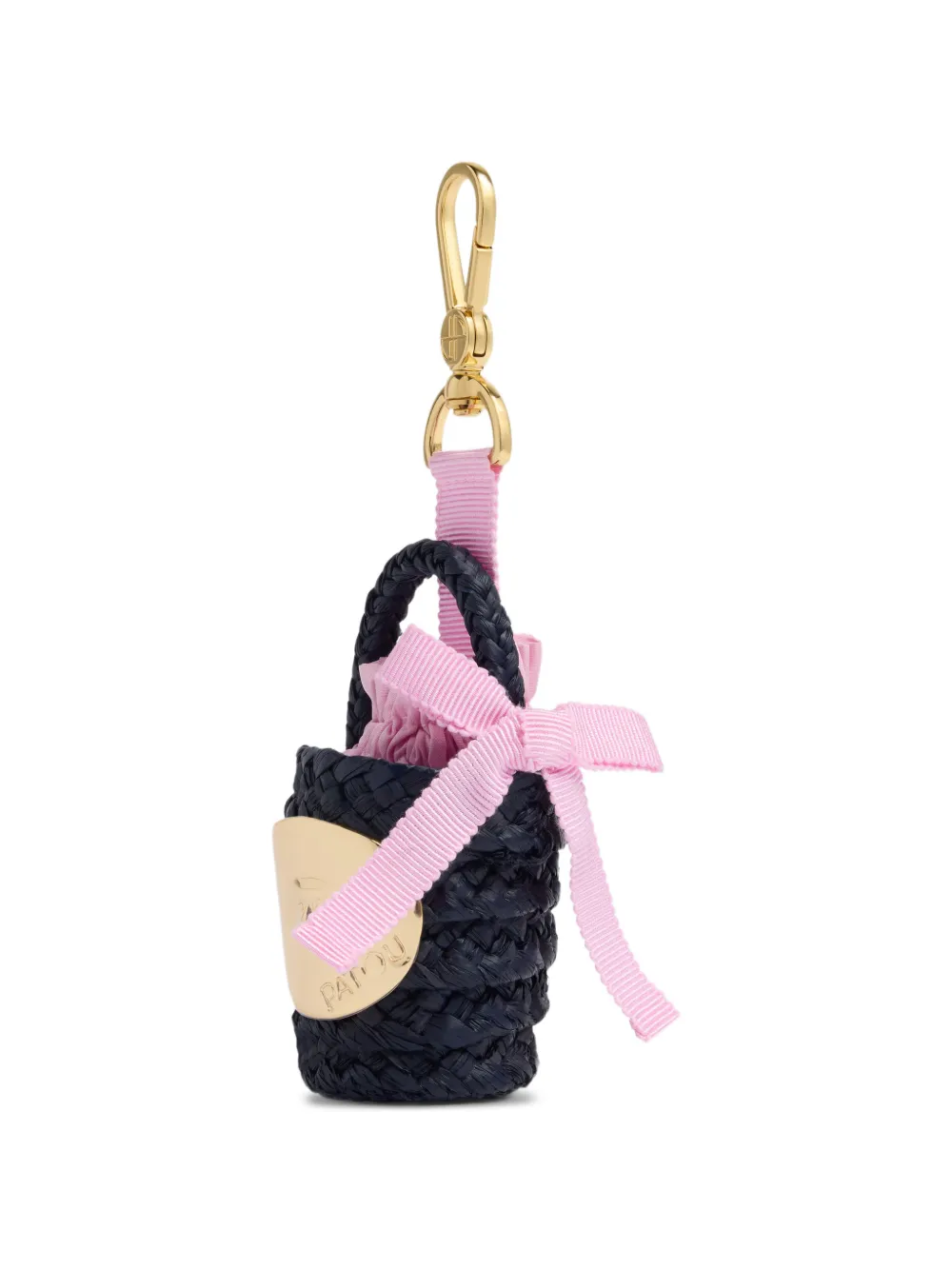  Patou Bucket-shape Raffia Keyring - Blue 