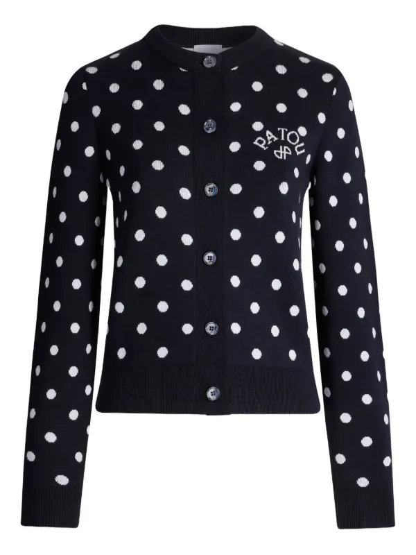 Patou Polka-dot Buttoned Cardigan in Black
