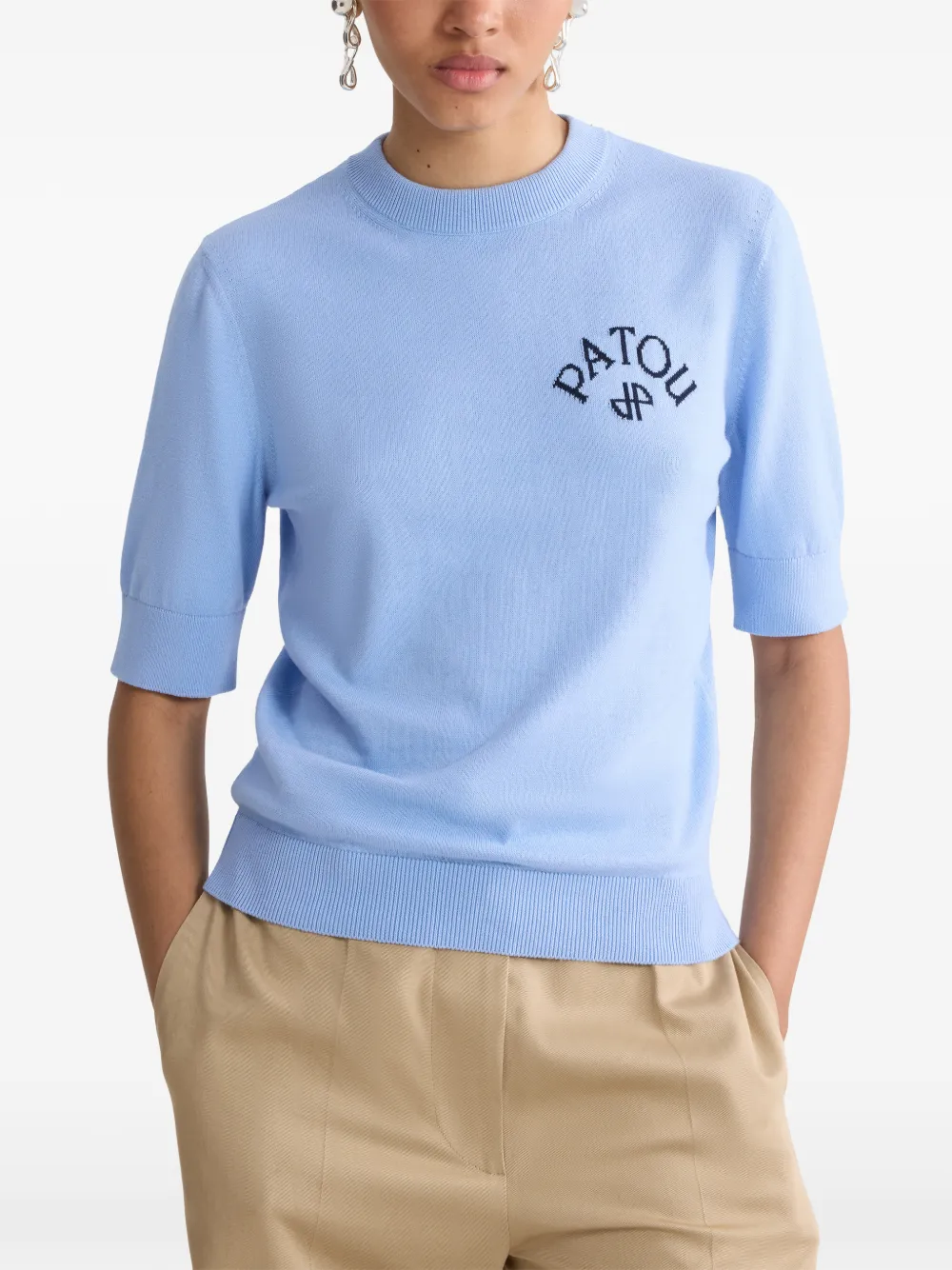 Patou Trui met korte mouwen en strik Blauw