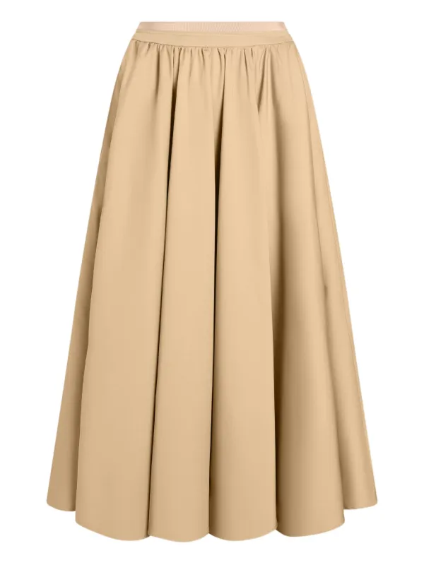 Patou Pleated Maxi A-line Skirt in Neutrals