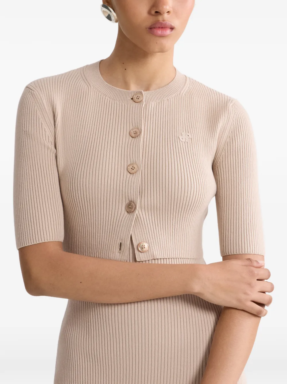 Patou Gebreide midi-jurk met ruches Beige