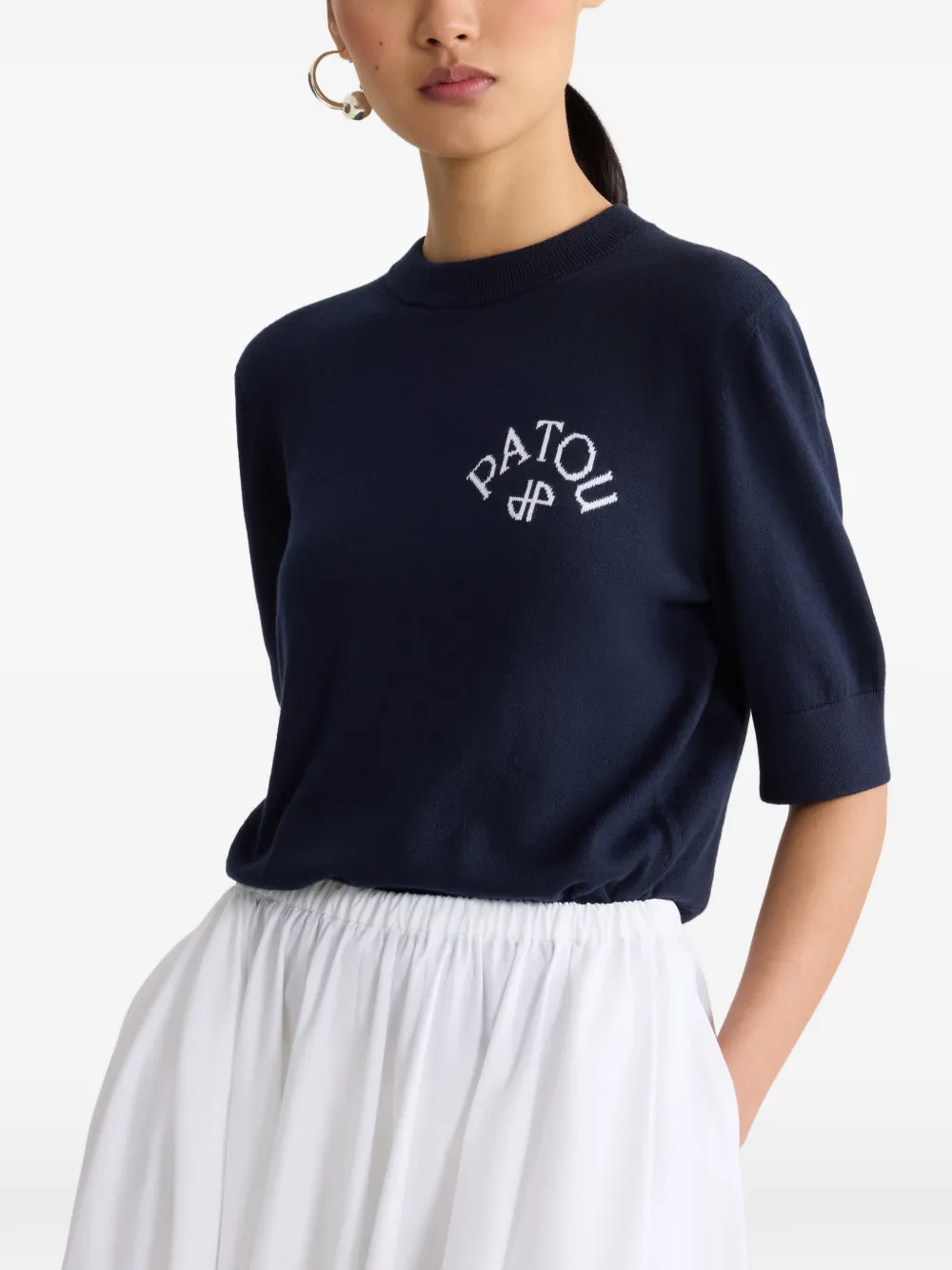 Patou Trui met strikdetail en korte mouwen Blauw