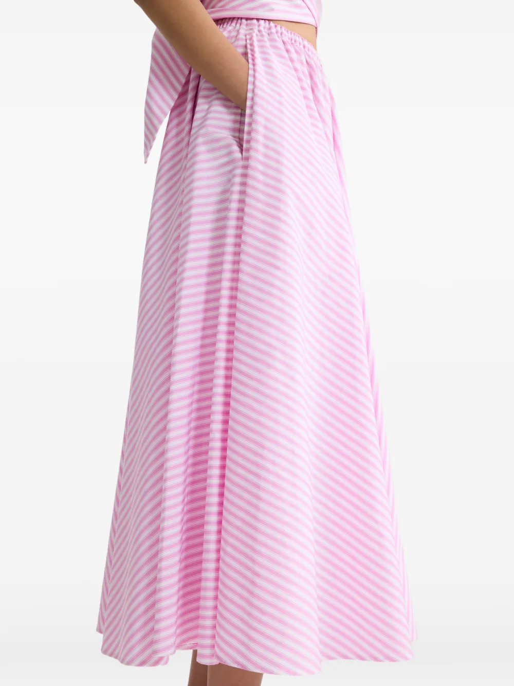 Patou Elastische midi-rok met strepen Roze