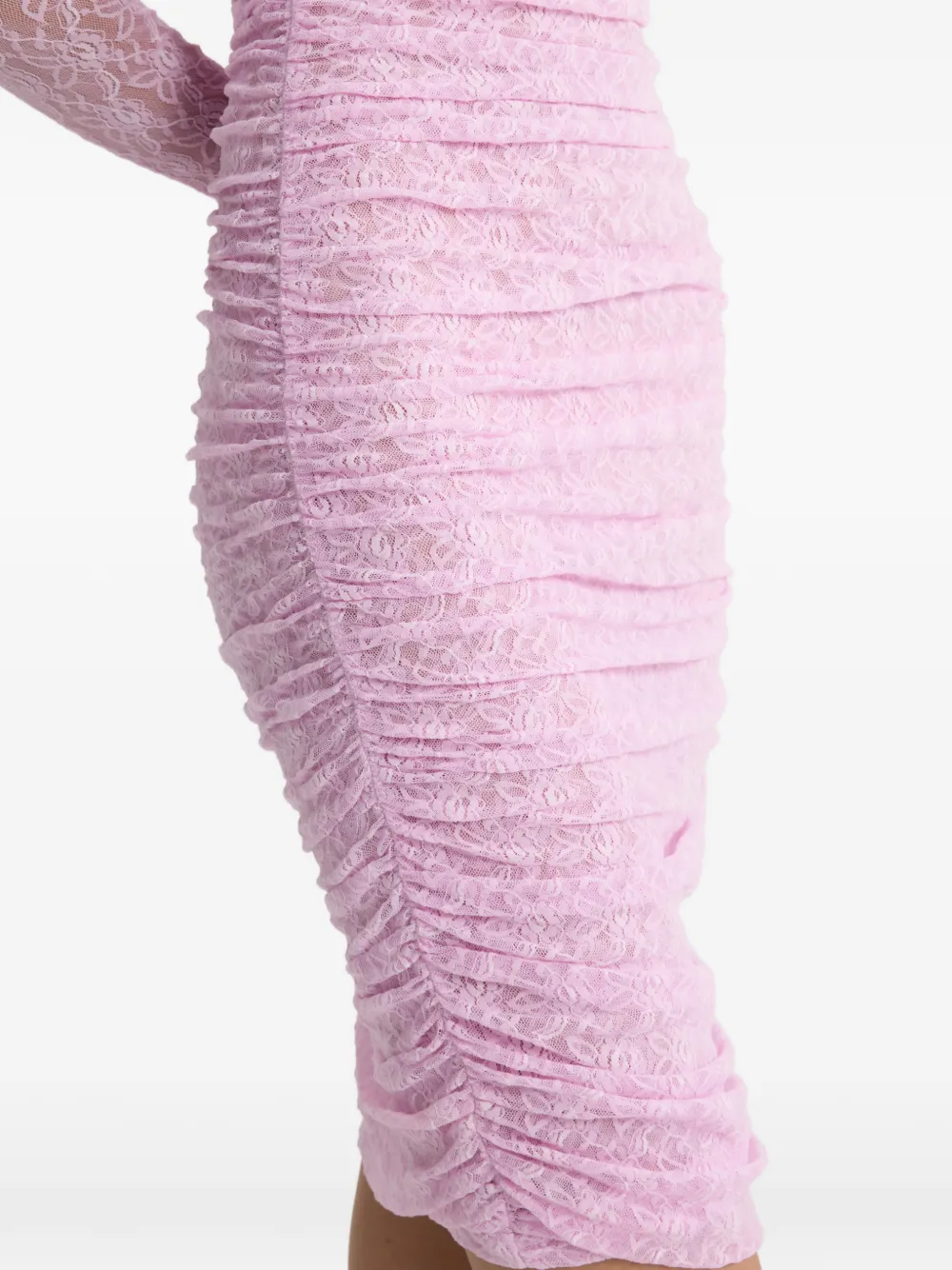 Patou Midi-jurk met ruches en kant Roze
