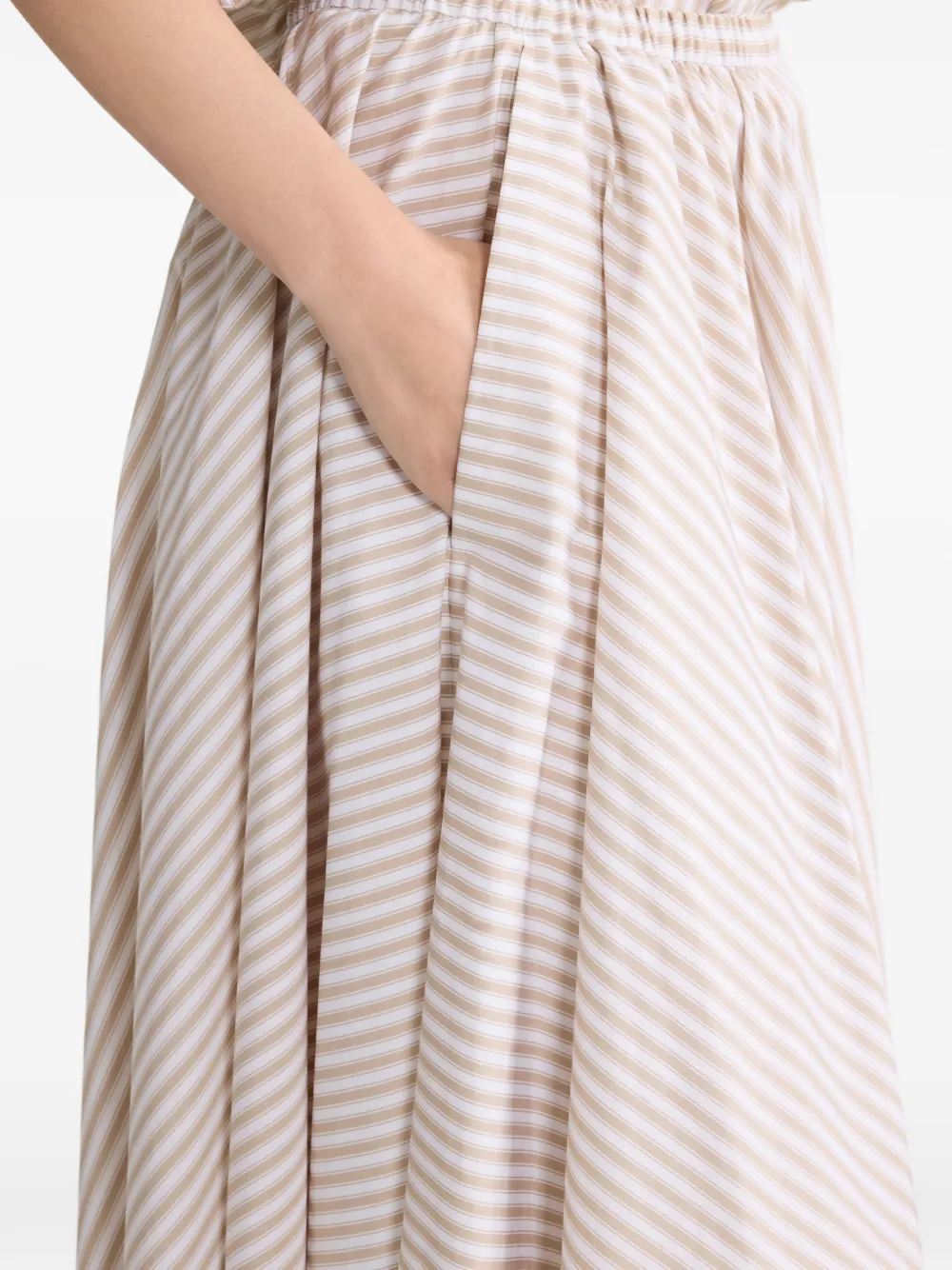 Elasticated-Waist Striped Midi Skirt