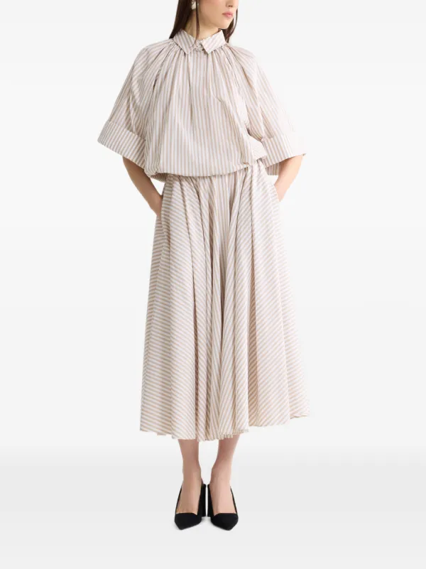 PATOU エラスティックウエスト ストライプ柄Aラインスカート Patou エラスティック ストライプスカート | ニュートラル | FARFETCH JP