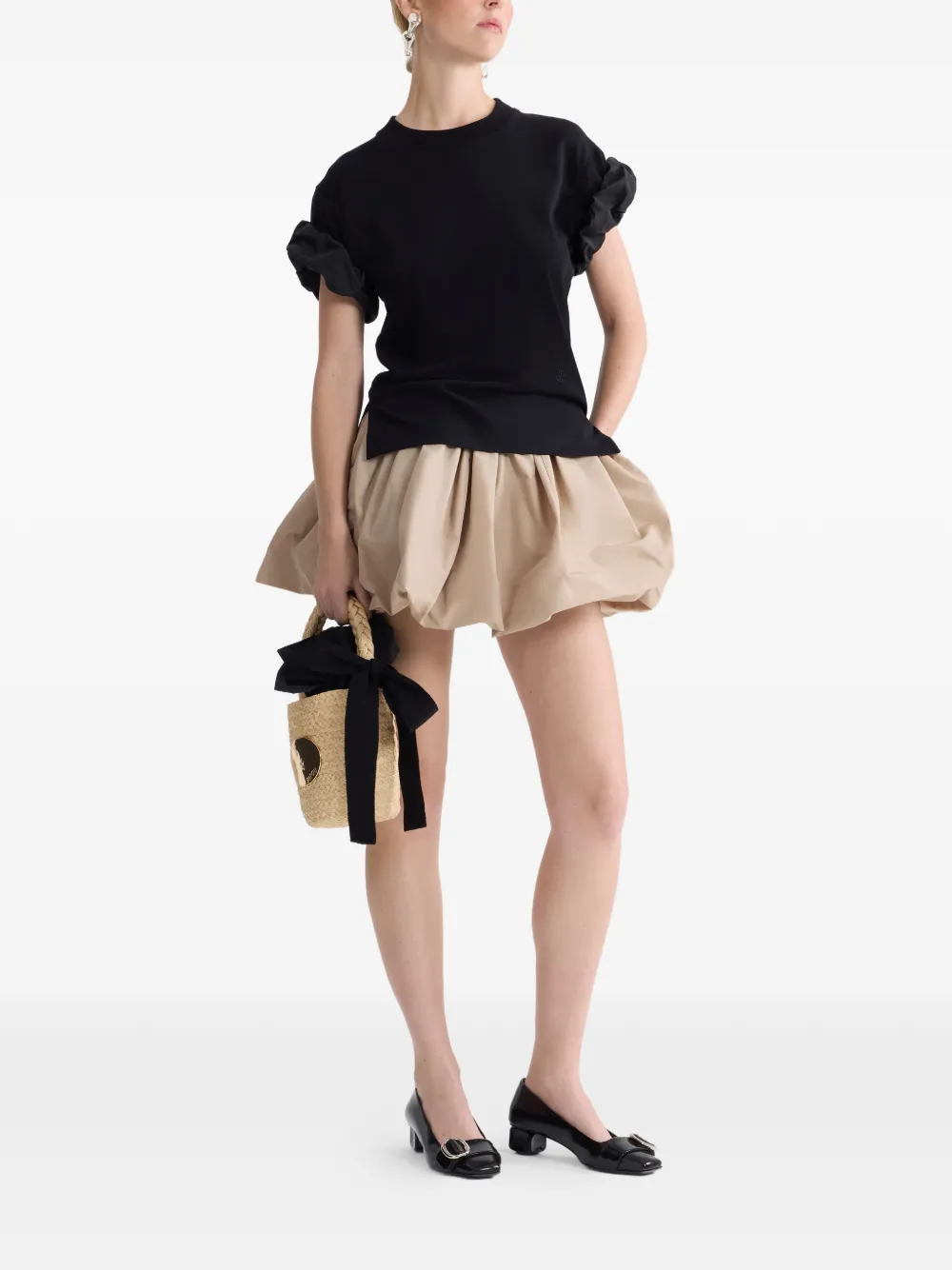  Patou Faille-sleeves T-shirt - Black 