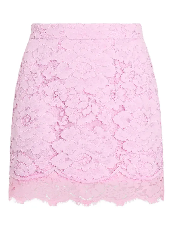 Patou Lace Mini Fitted Skirt in Pink