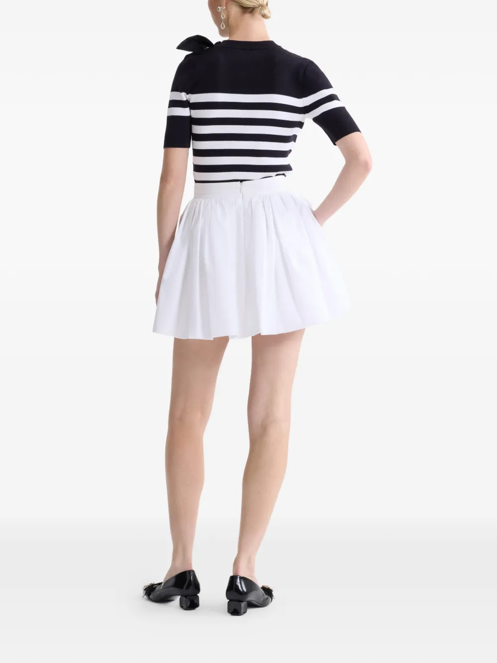 Patou Gestreept T-shirt met strikdetail Zwart