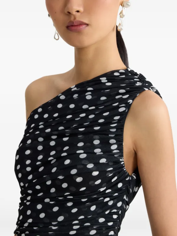 Patou Polka-dot Asymmetric Mini Dress - Black