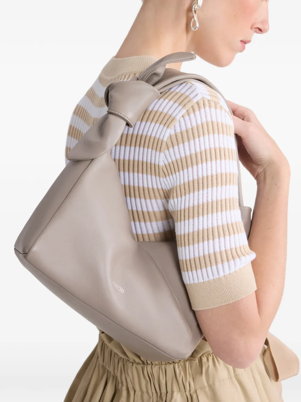 Patou Bonbonnette schoudertas met geknoopt detail Beige