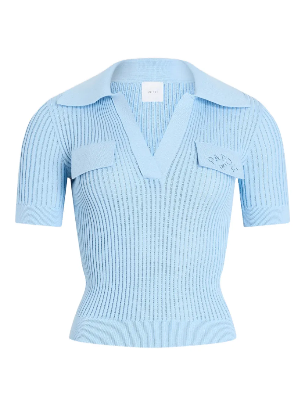 Patou embroidered-logo top - Blu