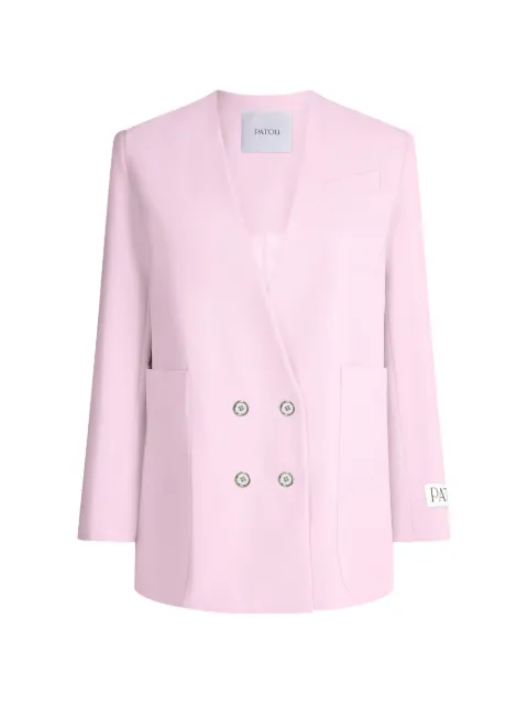 Patou double-breasted collarless blazer
