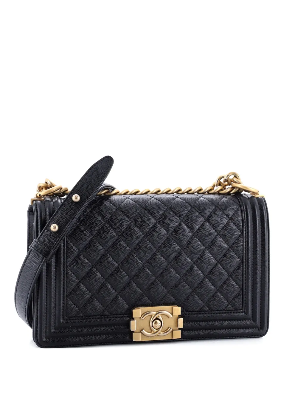 CHANEL Pre-Owned Boy Flap Bag Quilted Caviar Old Medium crossbody bag - Nero