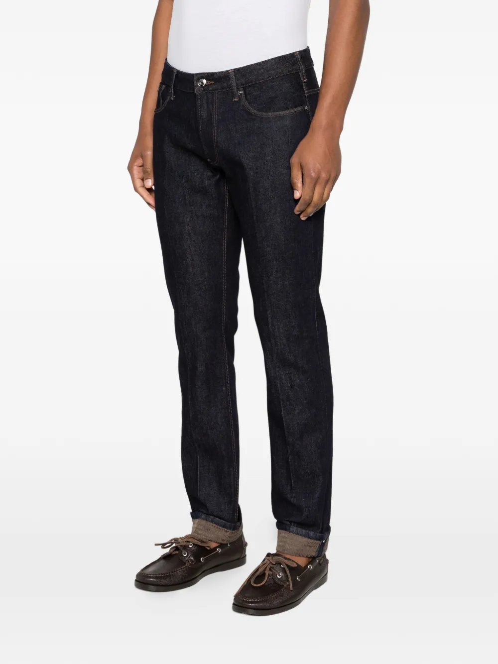 Emporio Armani Jeans met vijf zakken en logoplakkaat Blauw