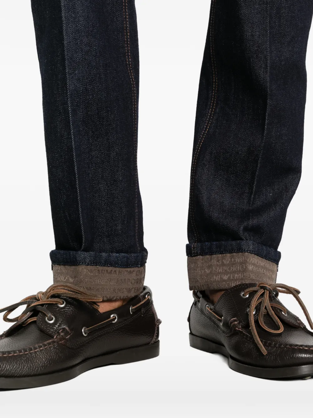 Emporio Armani Jeans met vijf zakken en logoplakkaat Blauw