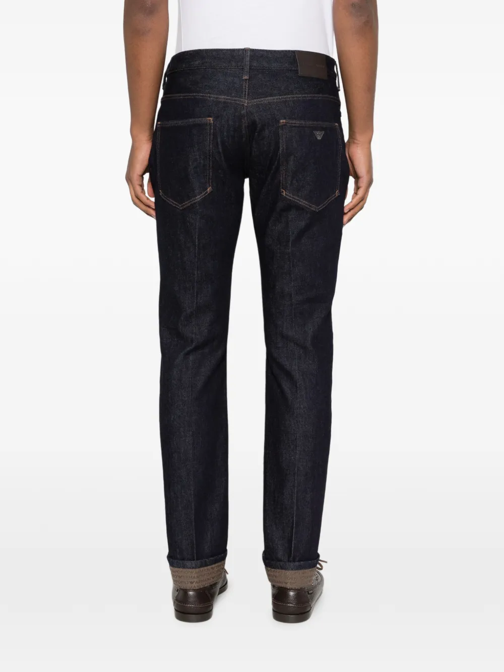 Emporio Armani Jeans met vijf zakken en logoplakkaat Blauw