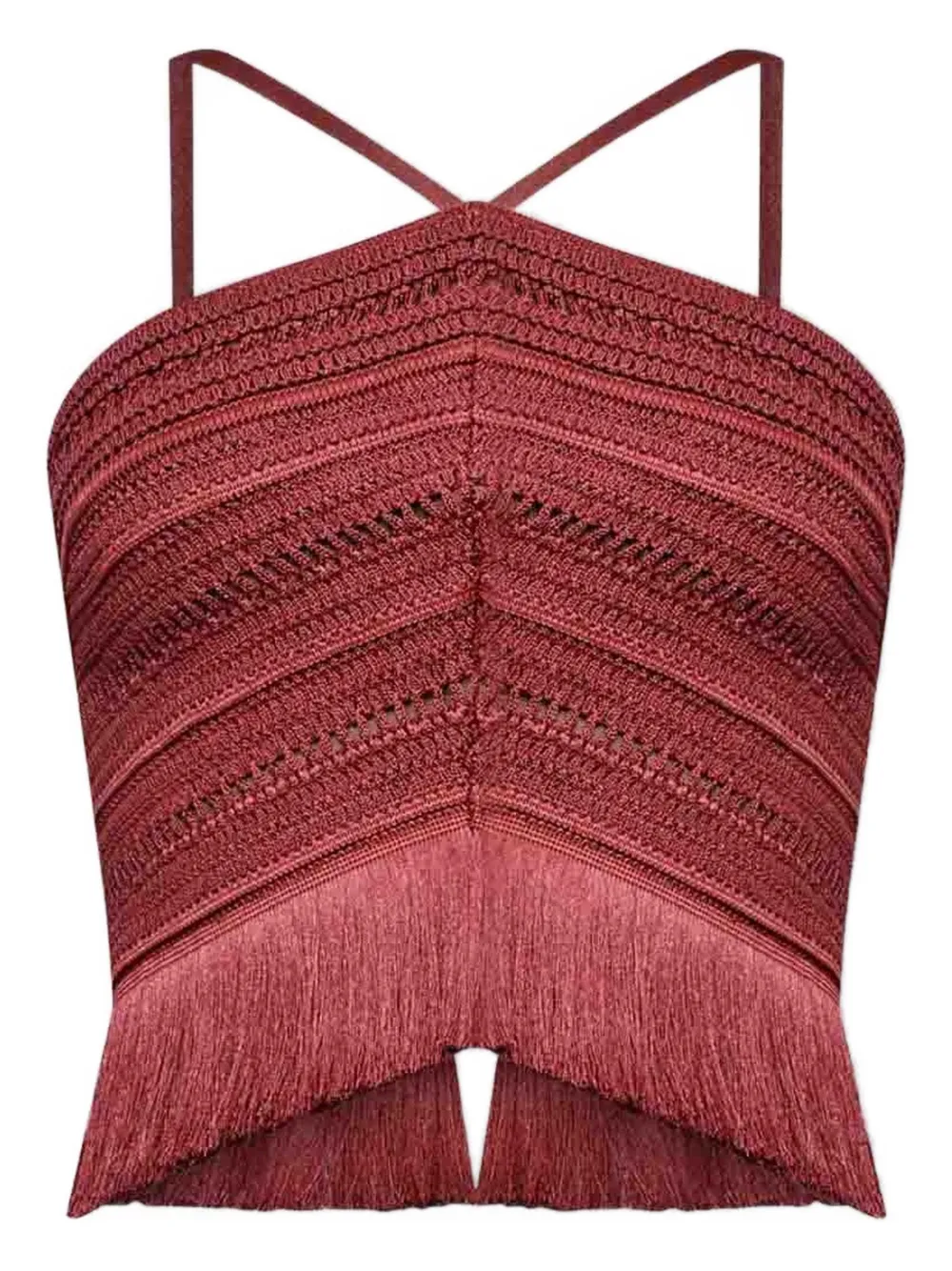 PatBO x Camila Coelho Amber fringed top - Marrone