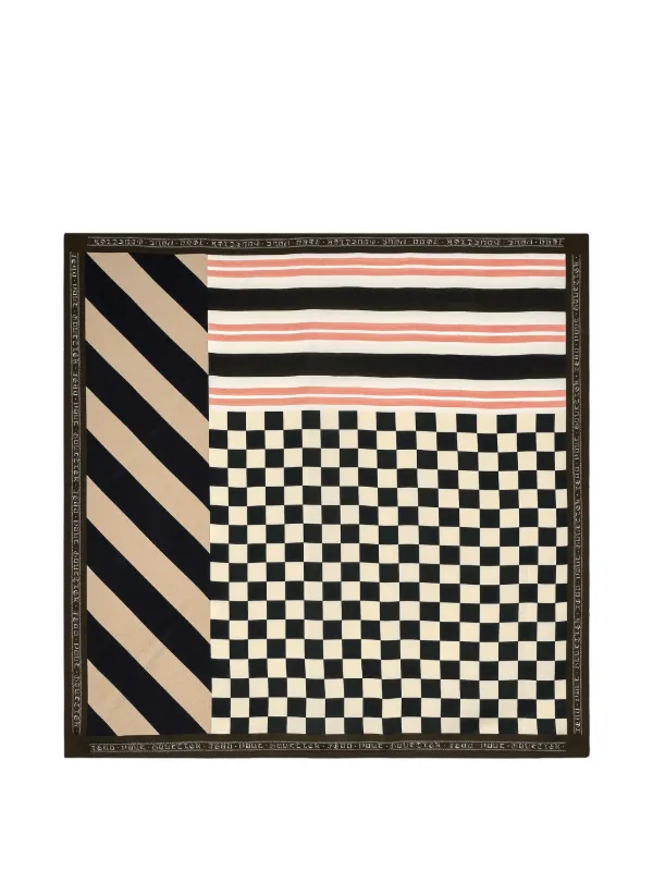 Jean Paul Gaultier Patchwork Silk Scarf in Black