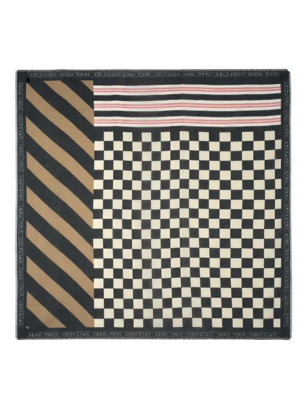 Jean Paul Gaultier Patchwork Cotton Scarf in Black