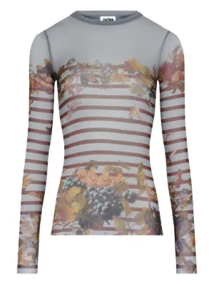 Jean Paul Gaultier Spiral long-sleeved Printed Top | Green | FARFETCH