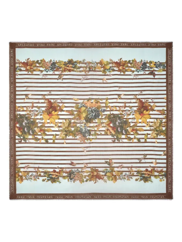 Jean Paul Gaultier Striped Floral Scarf in Blue