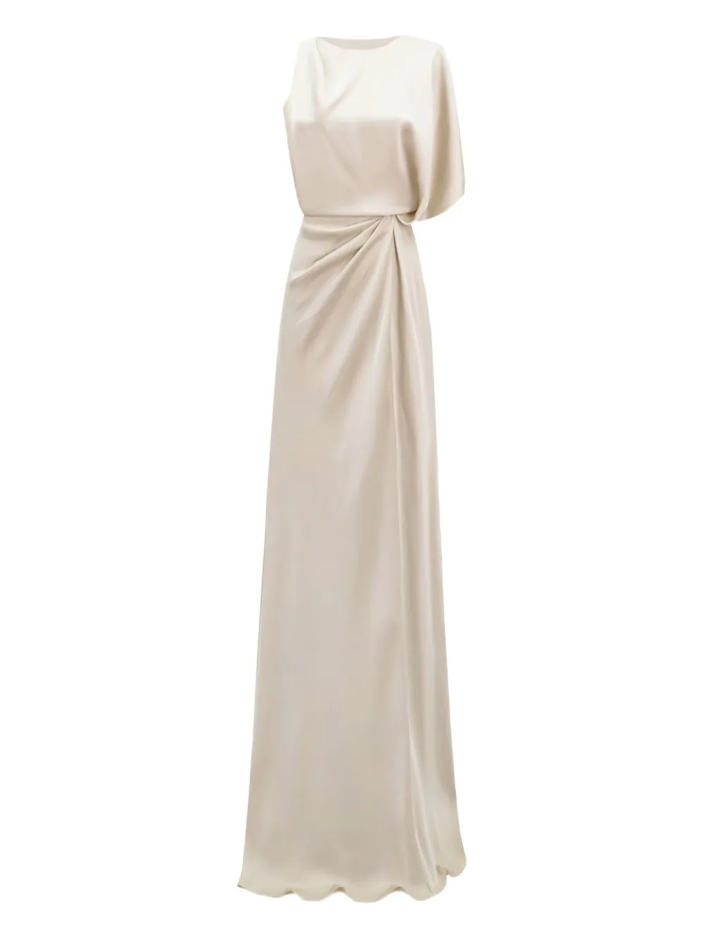 Gemy Maalouf asymmetrical-neckline draping maxi dress - Neutrals