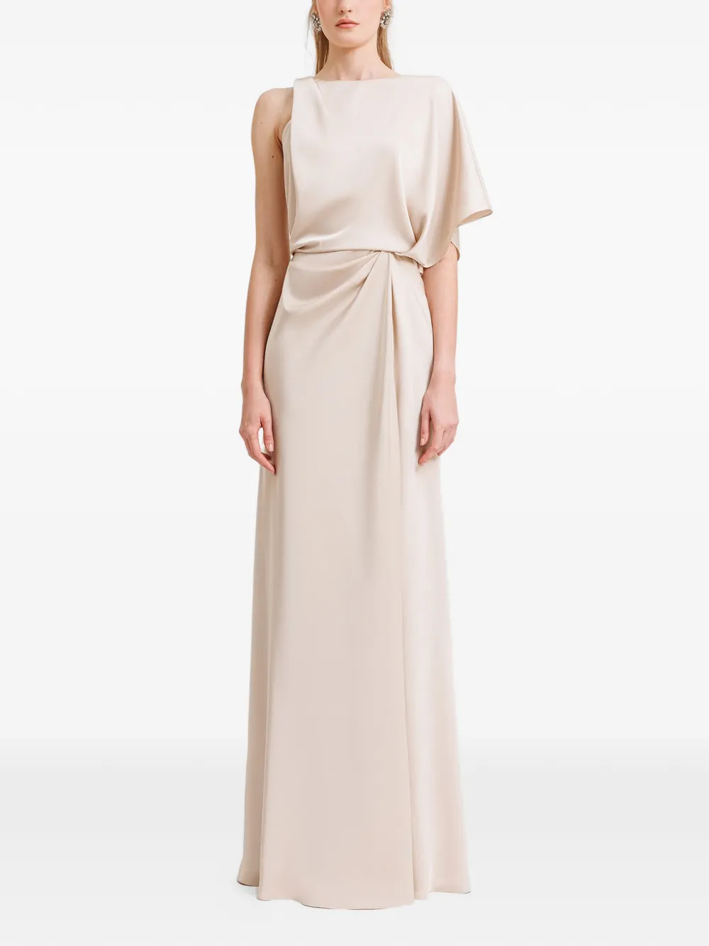 Gemy Maalouf Gedrapeerde maxi-jurk met asymmetrische hals - Beige