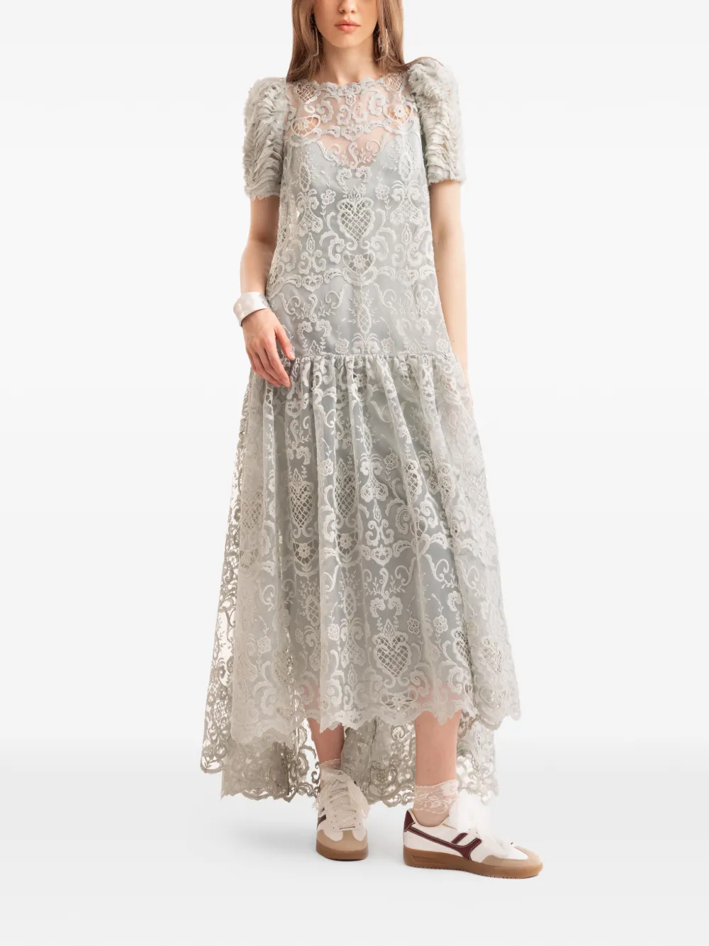 Gemy Maalouf embroidered midi dress - Grigio