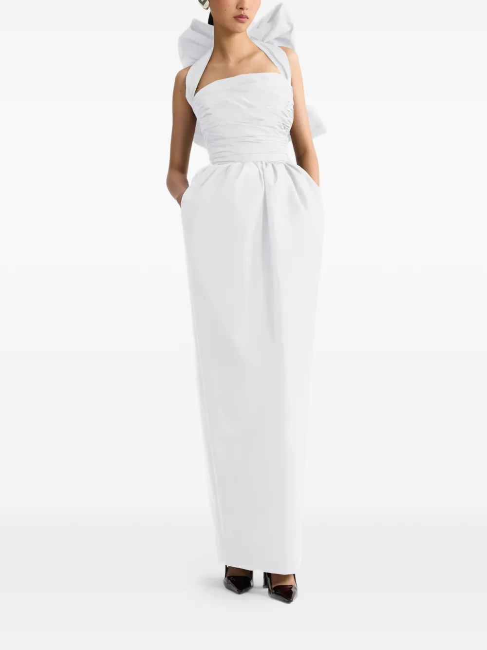 Patou Maxi-jurk met halternek en strik - Wit