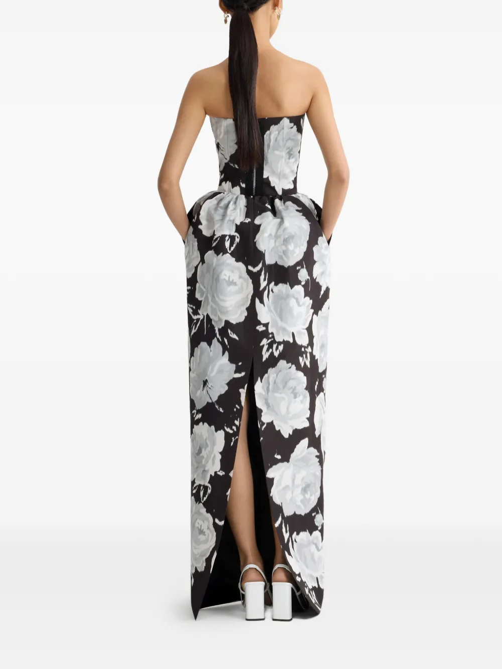 Patou Bustier maxi-jurk met bloemenprint Zwart