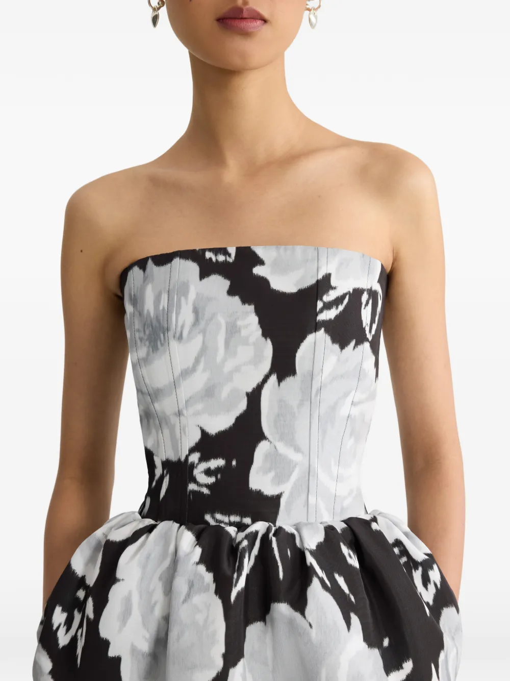 Patou Bustier maxi-jurk met bloemenprint Zwart