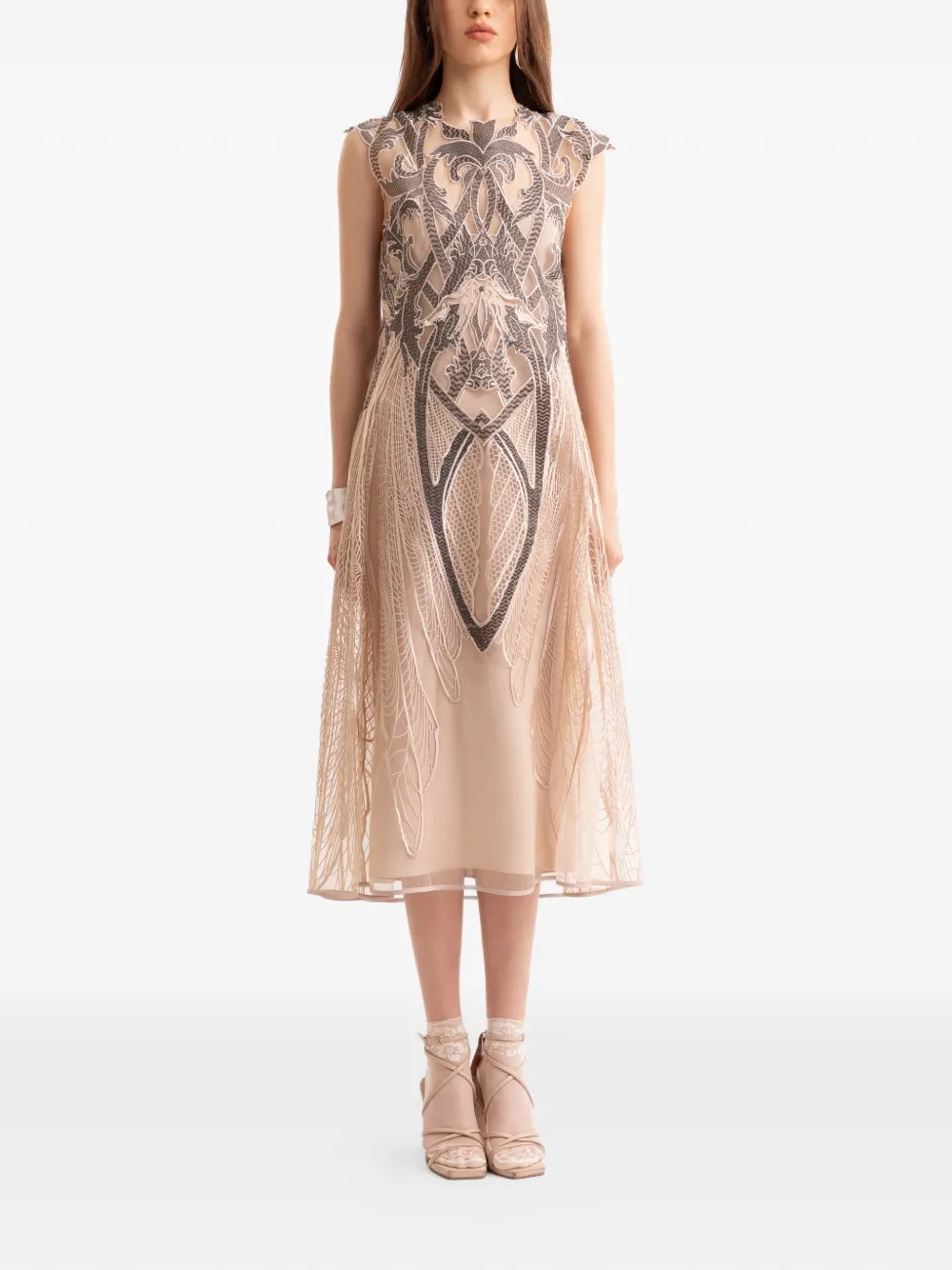Gemy Maalouf embroidery-details midi dress - Rosa